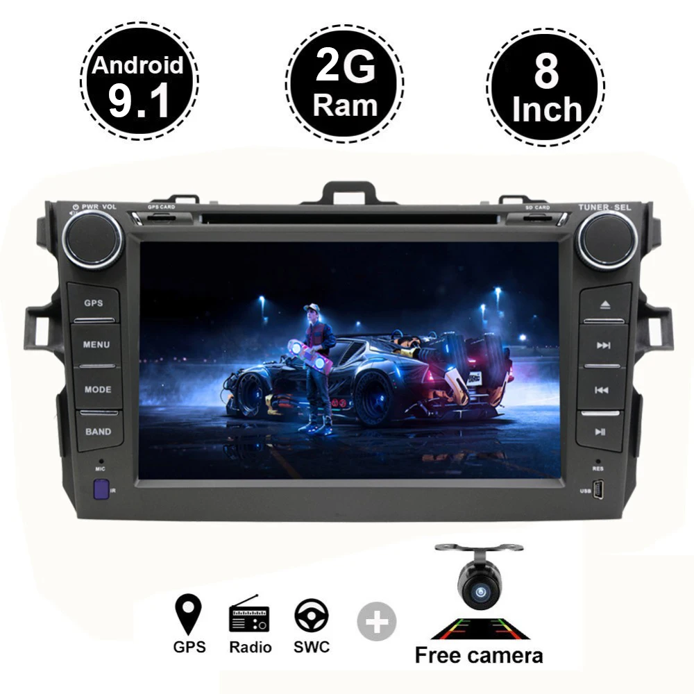 Android 9 1 четырехъядерный Автомобильный DVD плеер для Toyota Corolla в Dash Авторадио