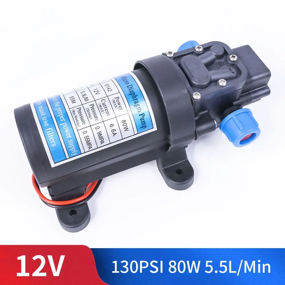 return valve type DC 12 В 80 Вт 130PSI 5.5L/мин Электрический водяной насос высокого давления мембранный Водяной насос автоматический переключатель для сада - Напряжение: return valve type