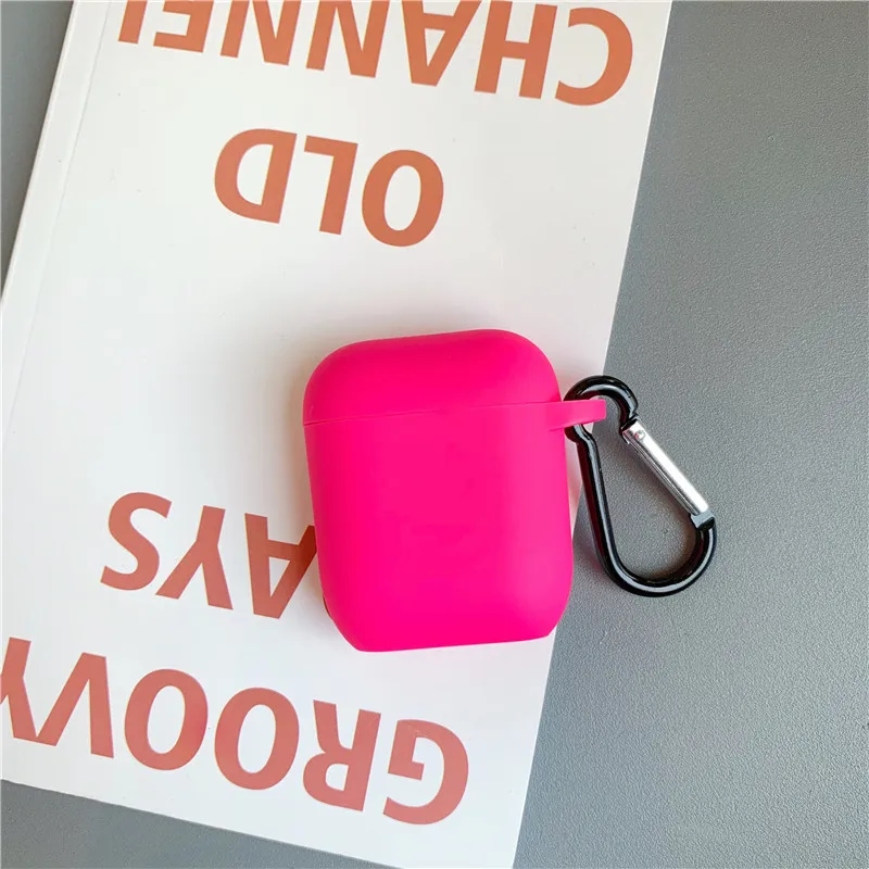 Флуоресцентный чехол для Apple Airpods однотонный защитный наушников Bluetooth Air pods 2 1