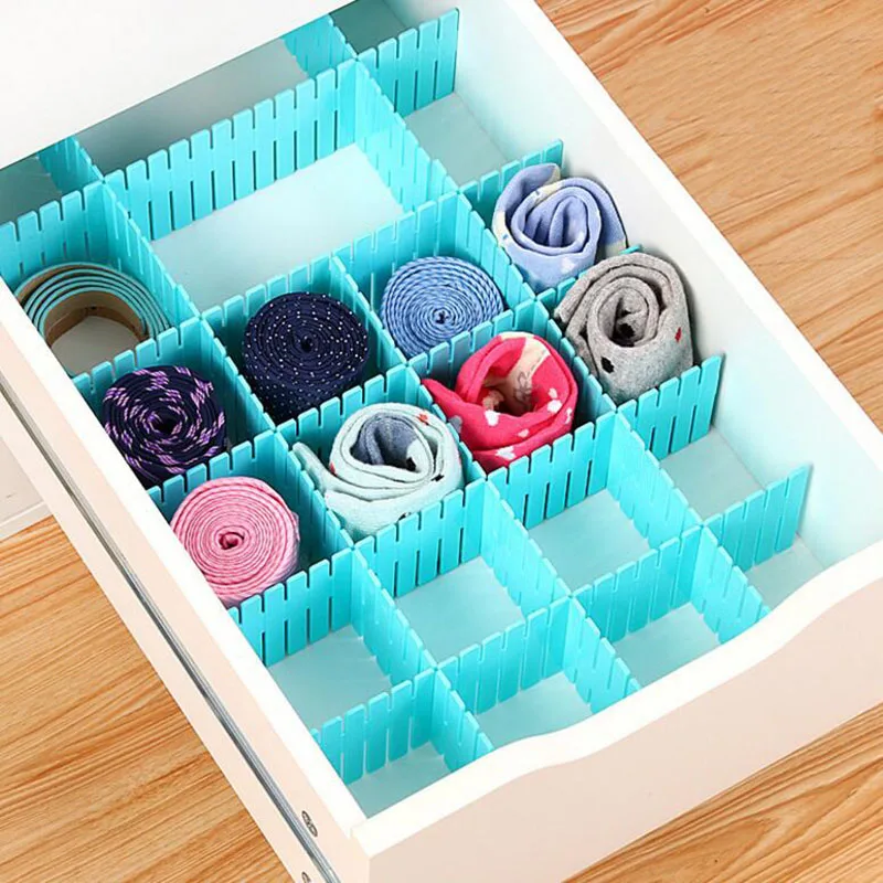 

4pcs/lot Adjustable Drawer Separator Plastic DIY Divider Clapboard Household Space-saving Tool Underwear Socks Storage Organizer