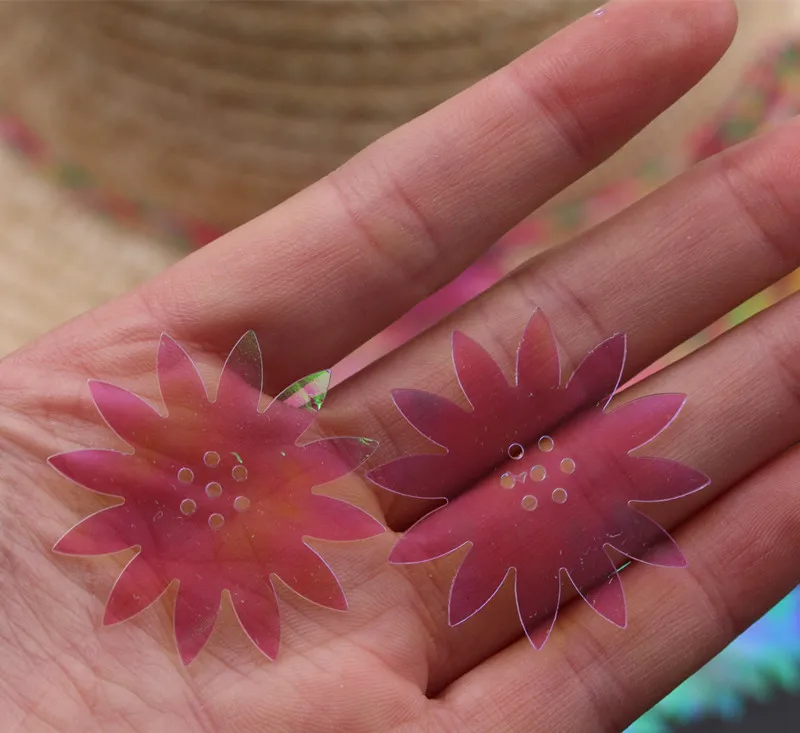 

20Pcs/lot 33mm Rose Red Transparent AB Flower Flat Loose Sequins Paillette Sewing Wedding Craft Decoration Scrapbook For DIY