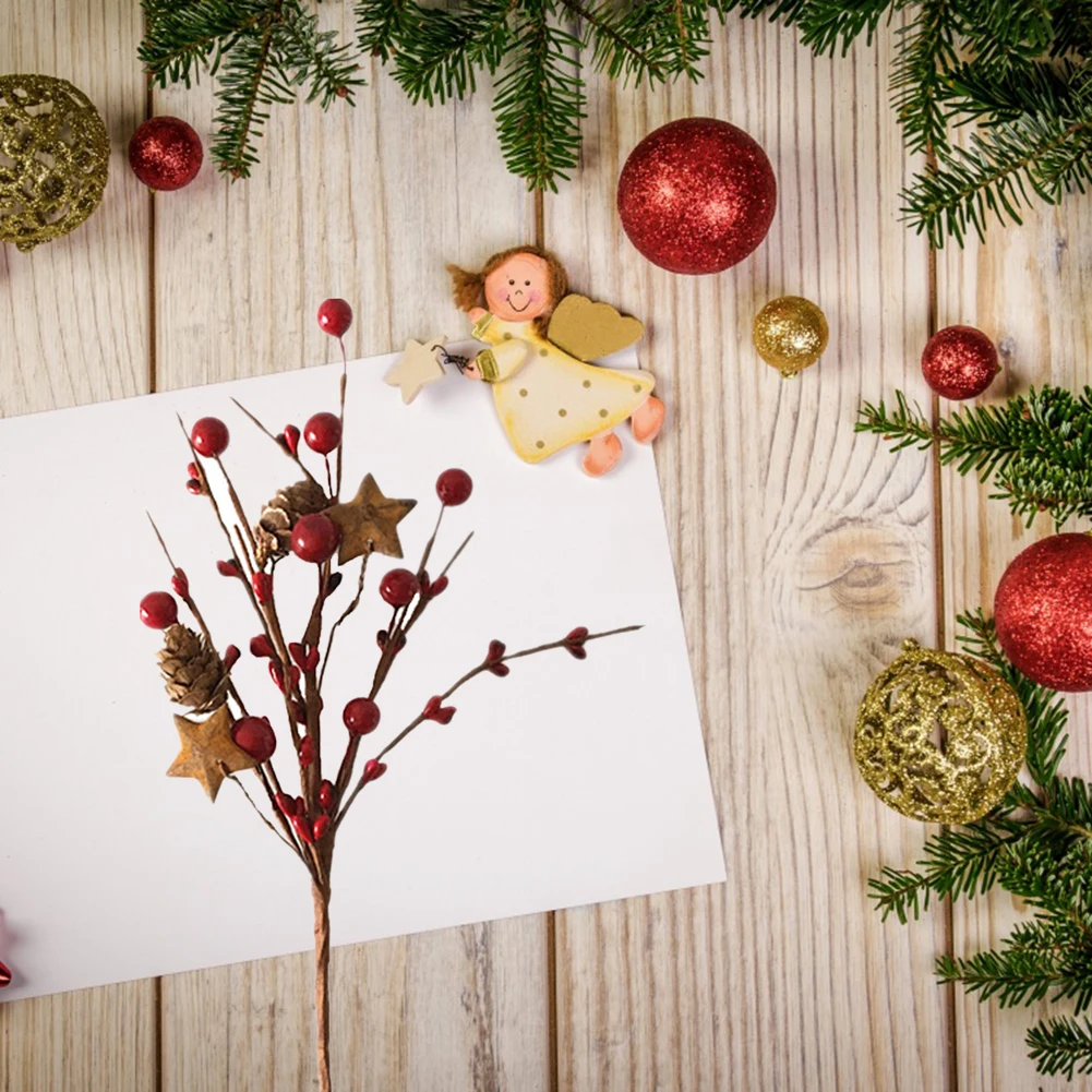 Искусственные растения Моделирование ягоды ветка красный пузырь сосновый конус