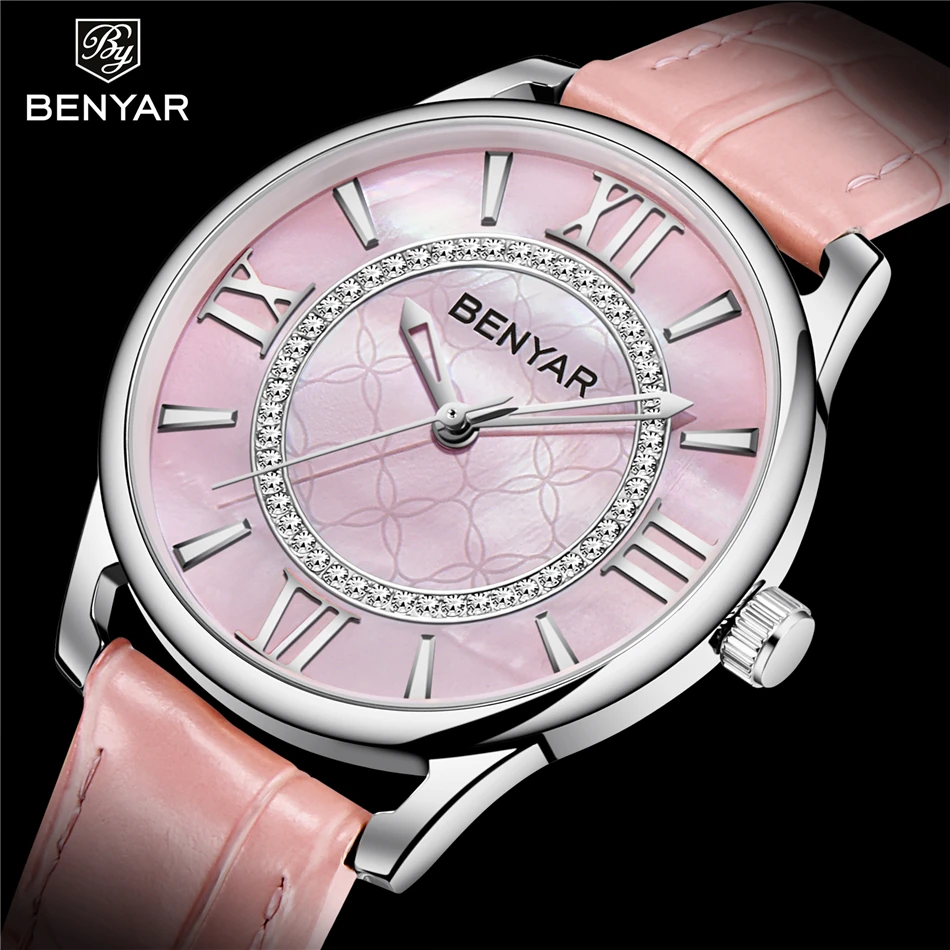 

Top Brand BENYAR Luxury Quartz Watch for Ladies Fashion Waterproof Diamond Leather Casual Women Wrist Watches Relogio Feminino