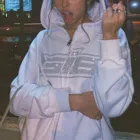 Женские толстовки большого размера y2k Стразы с буквенным принтом, осенне-зимние толстовки с капюшоном и длинным рукавом, свободная куртка на молнии