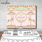 Sensfun карусель для девочек День Рождения Вечеринка фоны фотостудия Золотой блестящий розовый День Рождения Вечеринка фотография фоны