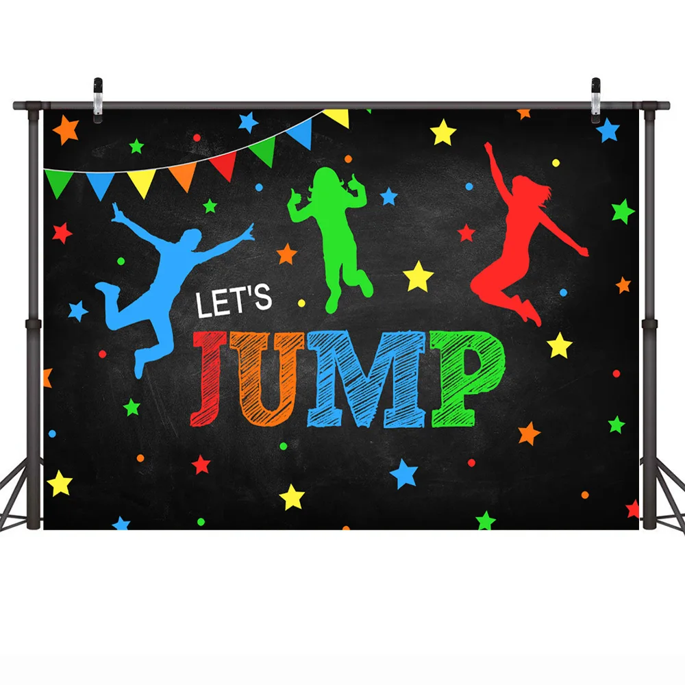 Фотофоны на день рождения Let's Jump Trampoline вечерние фоны для фотосъемки с