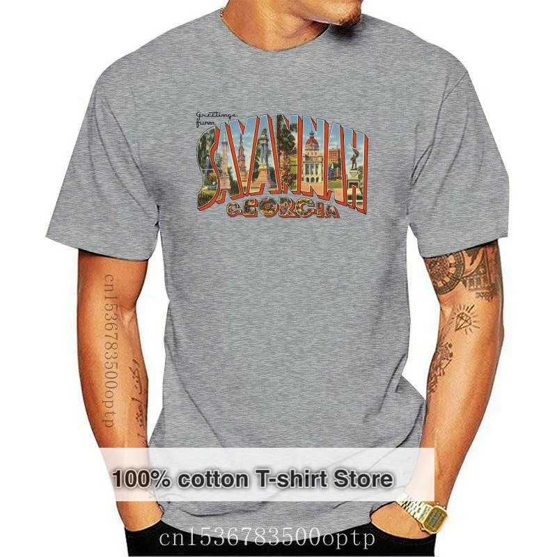 Новая мужская футболка с приветствием из саванны Джорджии для женщин и мужчин |