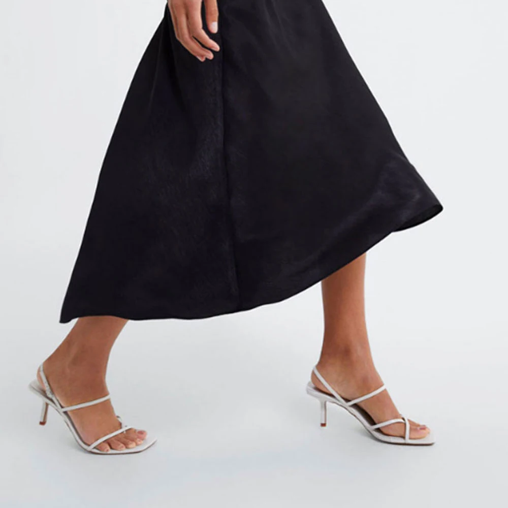 Босоножки женские на высоком каблуке винтажные сандалии с узким ремешком