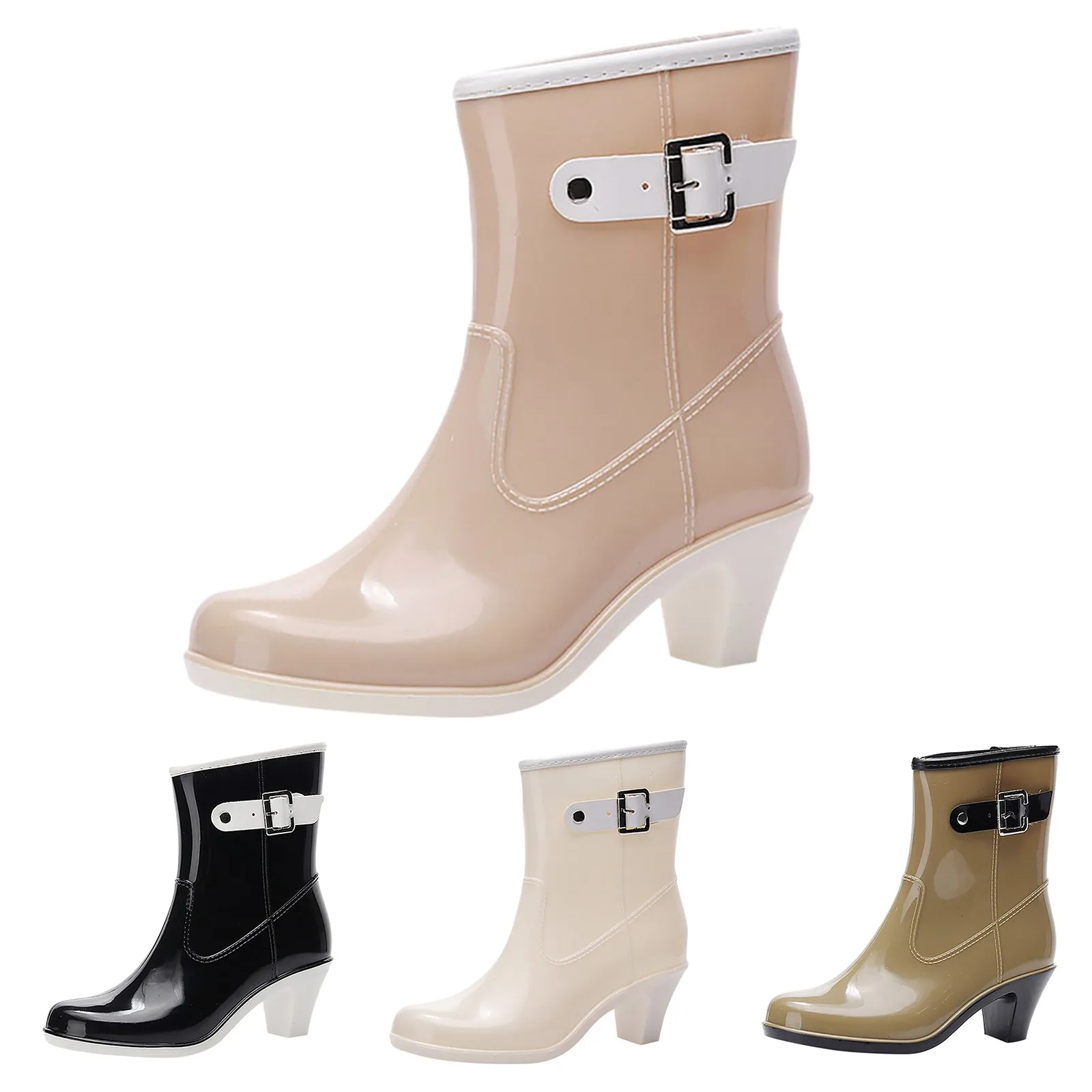 

Нескользящие сапоги, стильная Уличная обувь средней длины, резиновые сапоги для дождя, женские сапоги в стиле панк для женщин