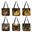 Женская сумка-тоут с углами для картины маслом, с принтом Бога, вместительные сумки для покупок для продуктов B13225