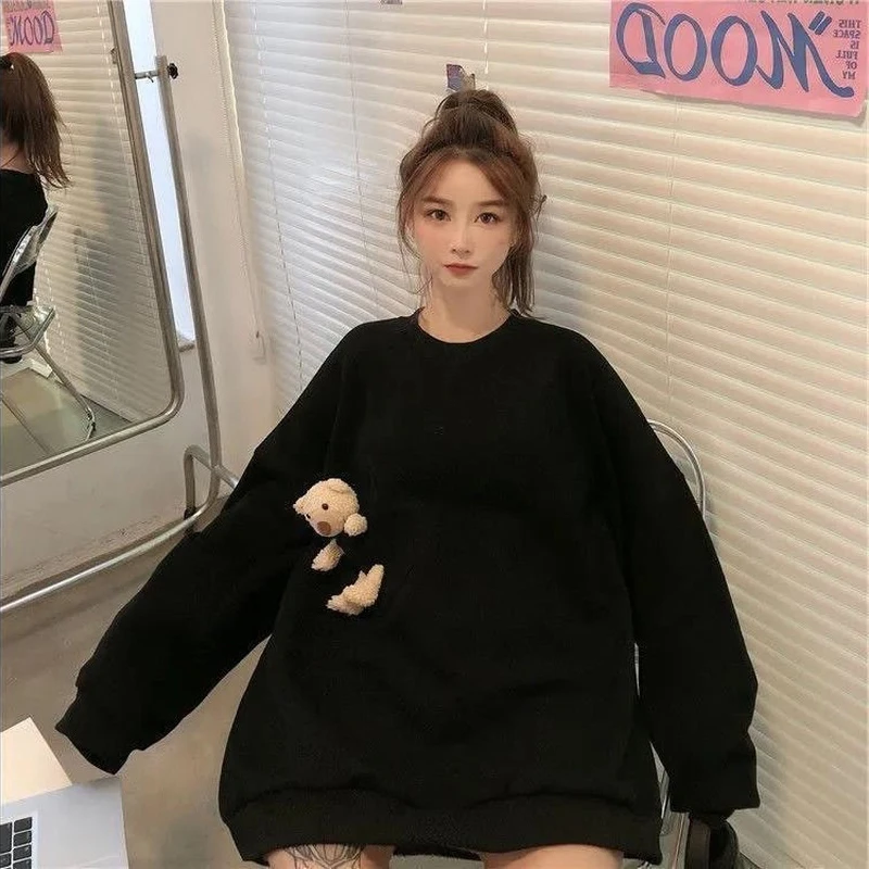 HOUZHOU Oversized Hoodie Kawaii Cute Streetwear Women Pullovers Korean Fashion Designer Soft Girl Aesthetic Female Sweetshirts