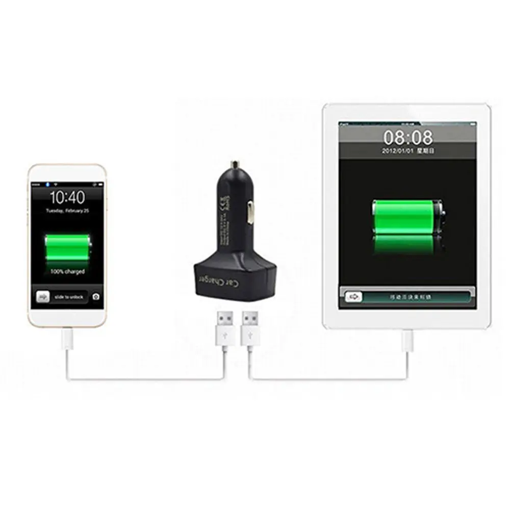 4 в 1 устройство для автомобиля с двумя портами USB Зарядное цифровой светодиодный