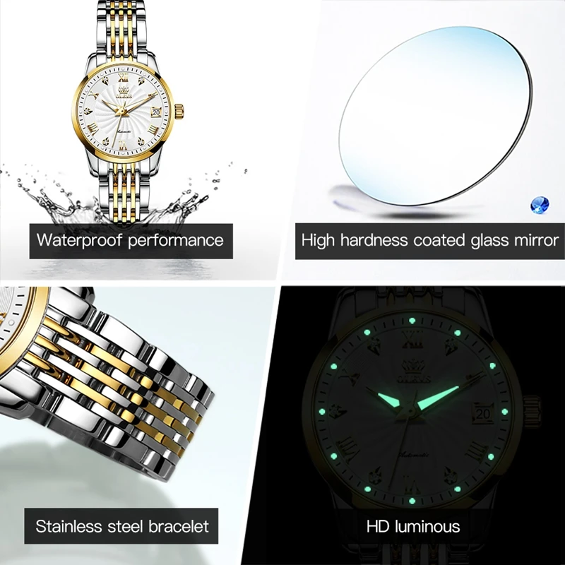 

OLEVS Brand Automatic Watch for Women Vintage Design Ladies Mechanical Watch Waterproof 2021 Wristwatch montre femme