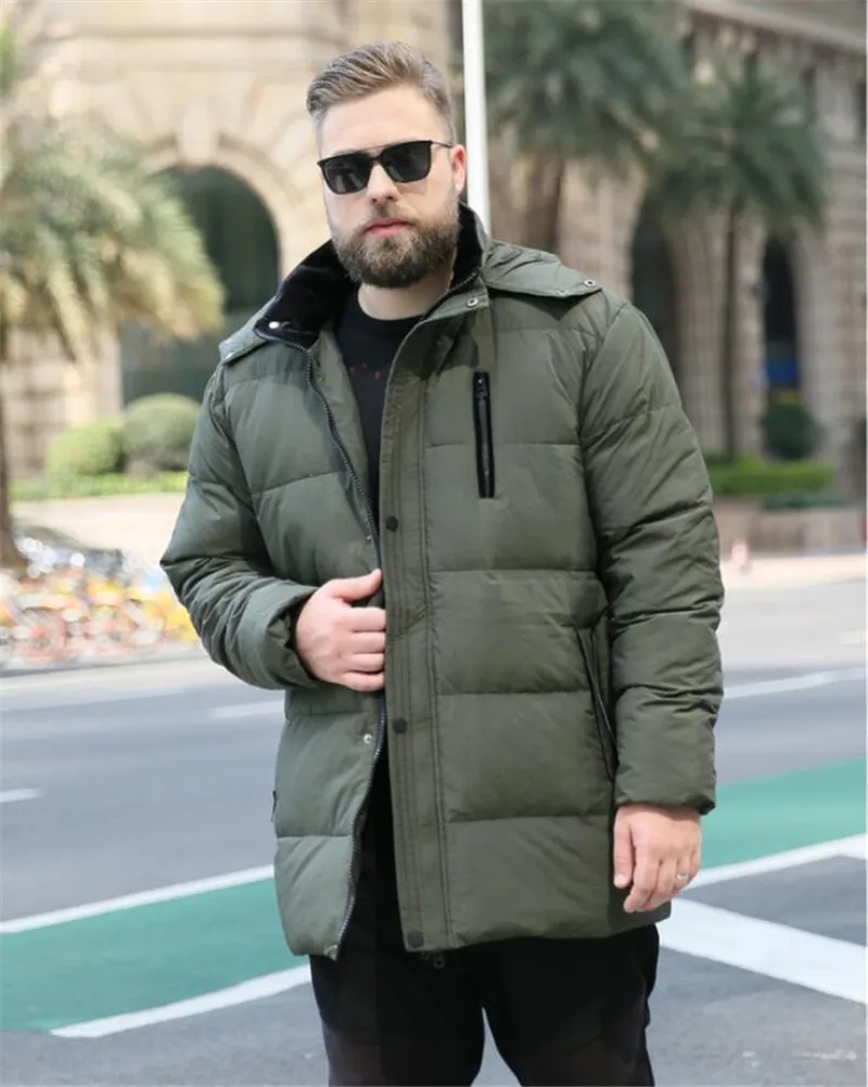 Мужская зимняя XL-7XL большого размера 8XL 9XL 10XL с капюшоном парка теплая куртка с длинным разрезом толстое свободное теплое пальто