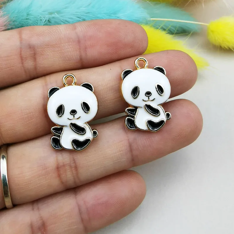 Металлические подвески с эмалью в виде милой панды 10 цветов 15 х21 мм для