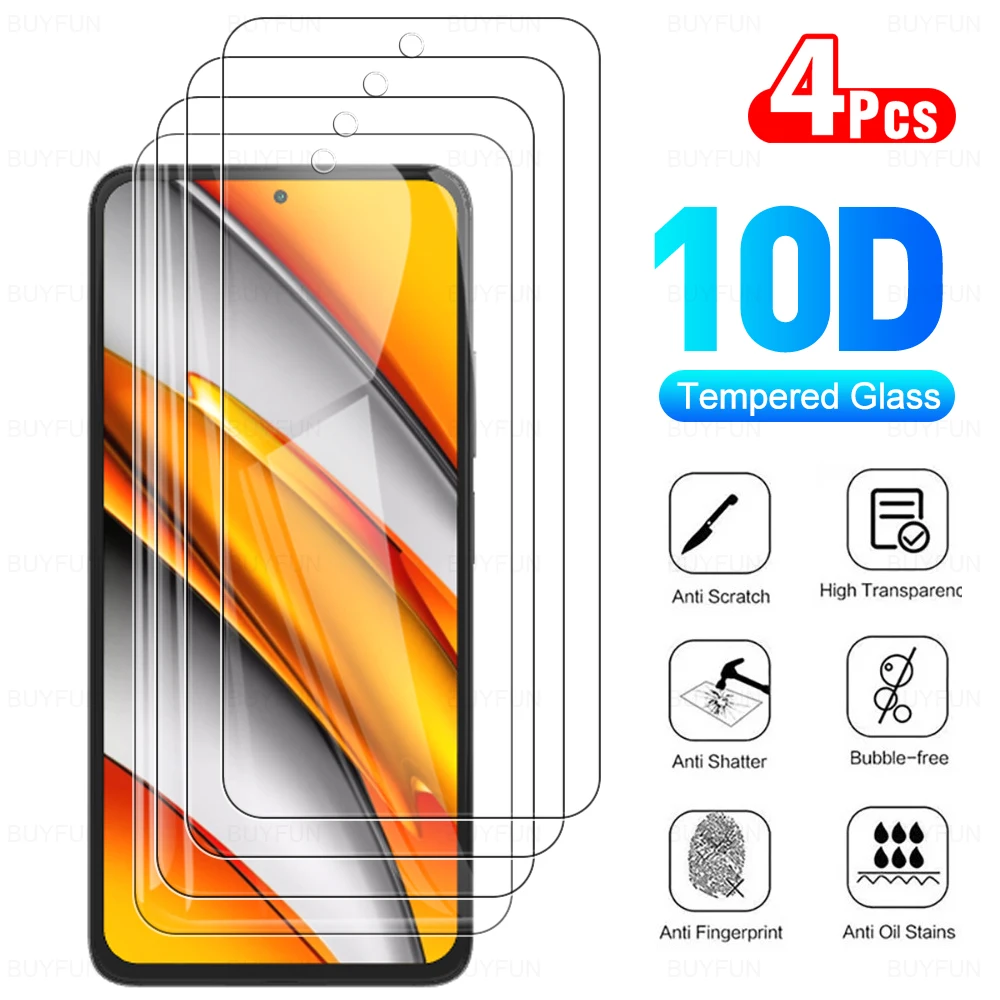 

Защитное стекло, закаленное стекло для Xiaomi Mi Poco F3 X3 Pro GT M3 M3Pro X3NFC PocophoneF1 6,67 дюйма, защитная пленка M2012K11AG, 4 шт.