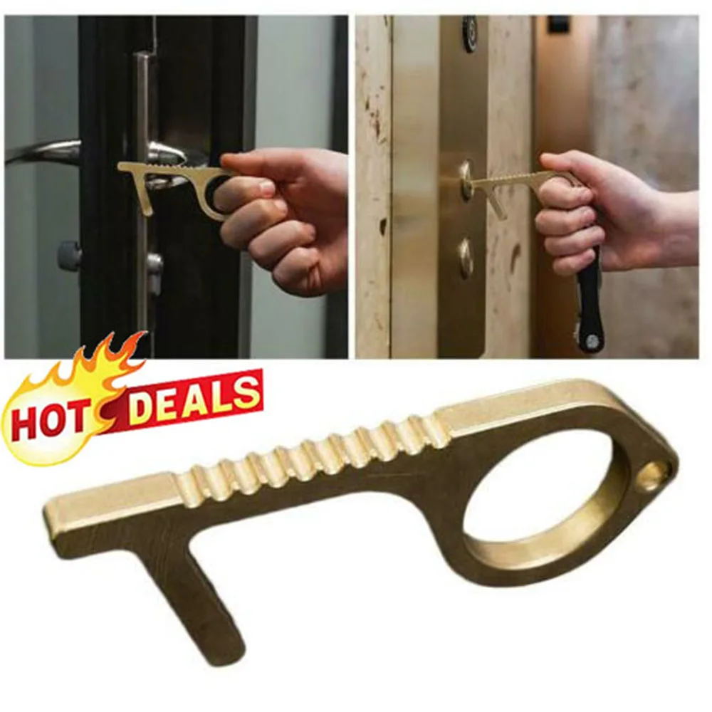 Бесконтактный защитный Открыватель для дверей латунный ключей|Ручка двери| |