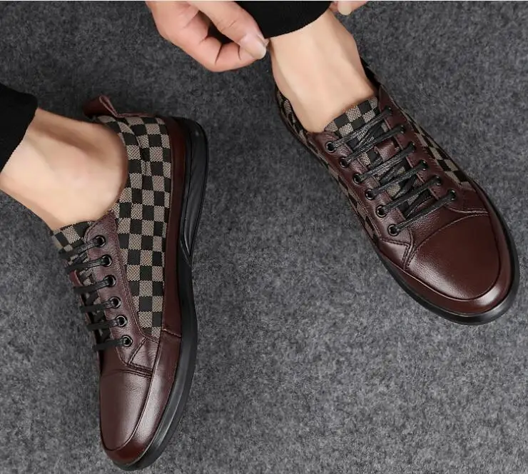 Туфли мужские из натуральной кожи удобная повседневная обувь на плоской подошве