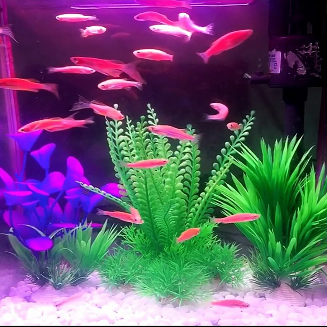 

Artificial Aquatic Plant Plastic Water Plant Grass Flower Ornament Ceramic Base Plastic Aquarium Plant Fish Tank Decor Supplies