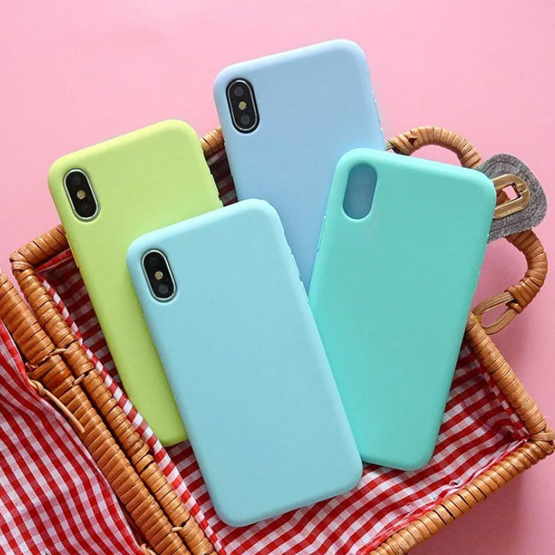 Macarons Цветные ТПУ Силиконовые Матовые чехлы для iPhone 5 5S 6 6S 8 Plus X Мягкая задняя