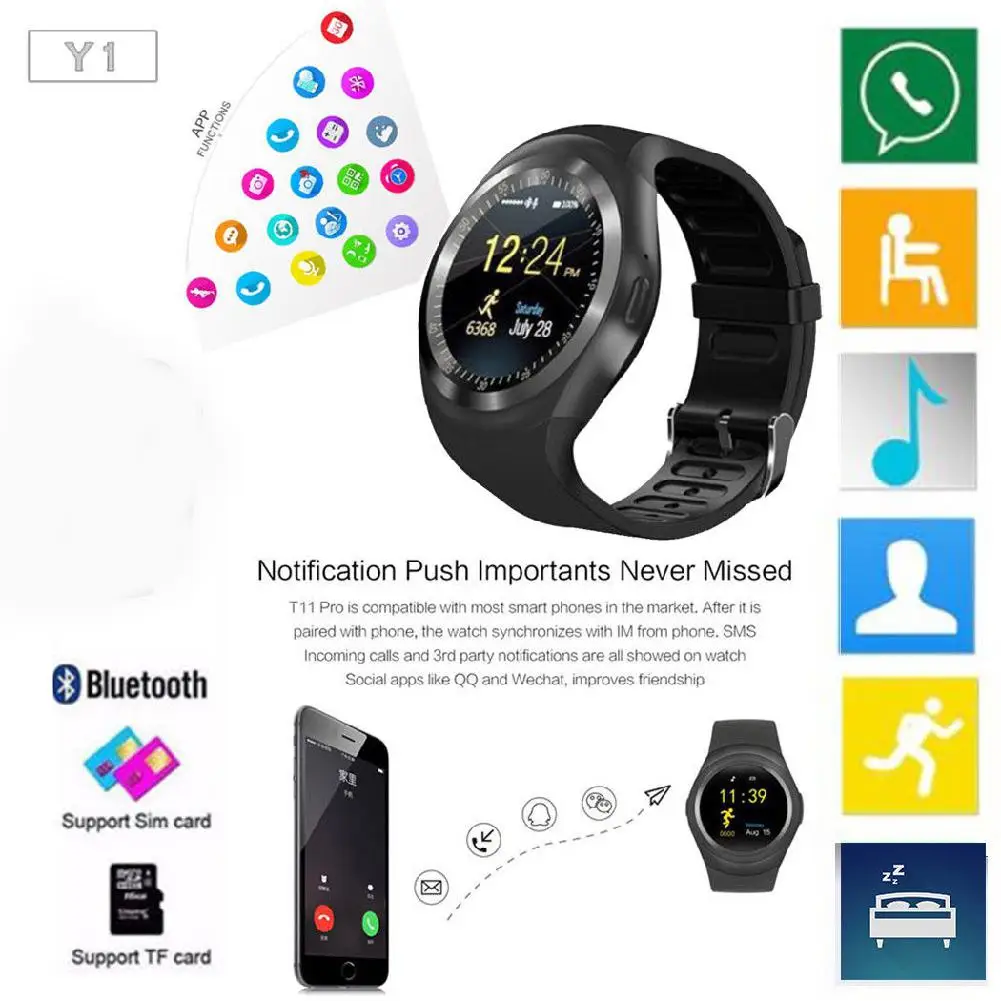 Умные часы Bluetooth с sim картой напоминанием о звонке шагомером монитором сна