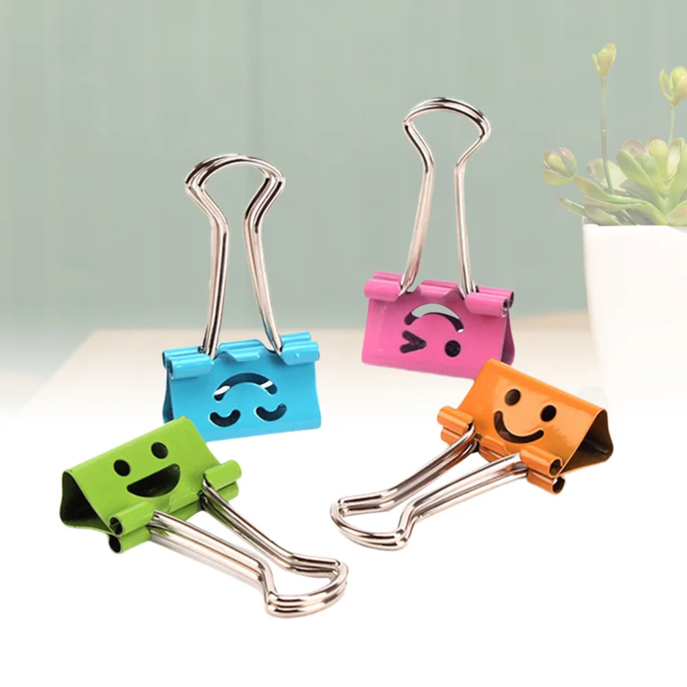 

40pcs Binder Clips Smile Face File Paper Clip for Home School Office (Mixed Color)