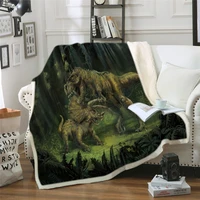 dinosaur sherpa throw blanket jurassic printed bedspread for kids stegosaurus plush blanket boys cartoon bedding