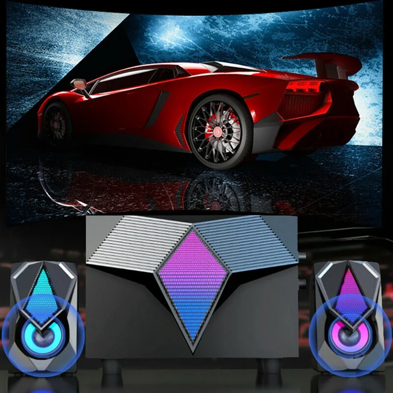 

X2 USB Wired Computer Speaker Multimedia Computer Subwoofer Colorful Lighting Effect RGB Desktop Game Speaker