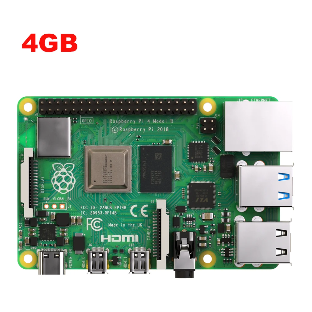 4GB Raspberry Pi 4 Модель B с 4 Гб/1 ГБ/2 ГБ ОЗУ BCM2711 четырехъядерный процессор Cortex-A72 ARM v8 1,5 ГГц Поддержка 2,4/5,0 ГГц - Цвет: 4GB