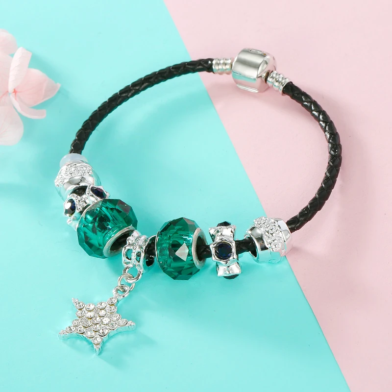 2019 новая очаровательная черно зеленая подвеска в виде звезды со стразами черный