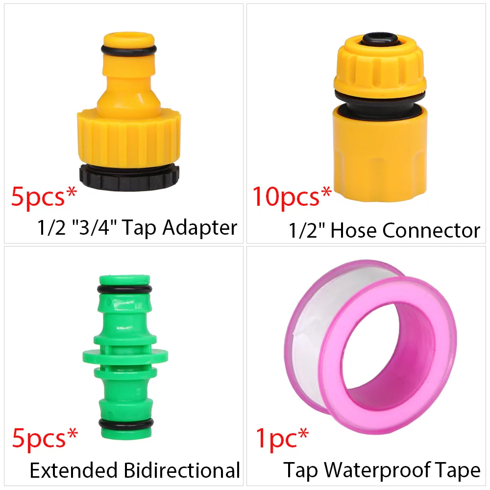 

Garden Hose Connector Kit Tap 3/4" Male Female Thread Nipple Joint 1/2" Pipe Double Tube Extender Irrigation Quick Connectors