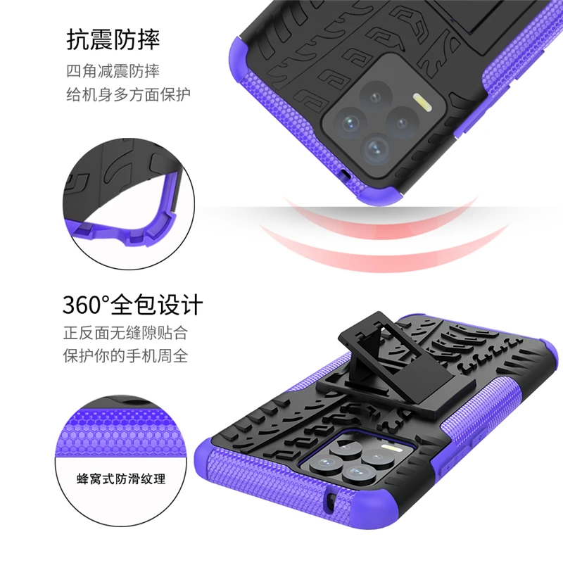 for realme 8 case armor rubber silicone hard kickstand bumper protective case for realme 8 cover for realme 8 pro realme 8 5g free global shipping