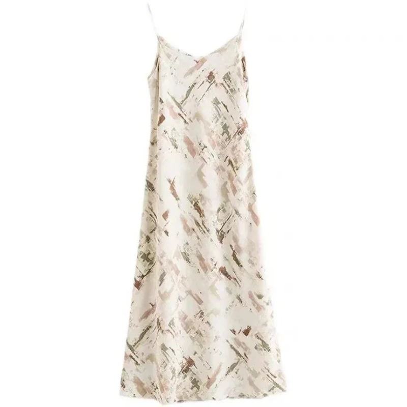 

Elegant spring and summer women's dress chic V-neck floral high-waist women's dress 2021 print Vestidos femm