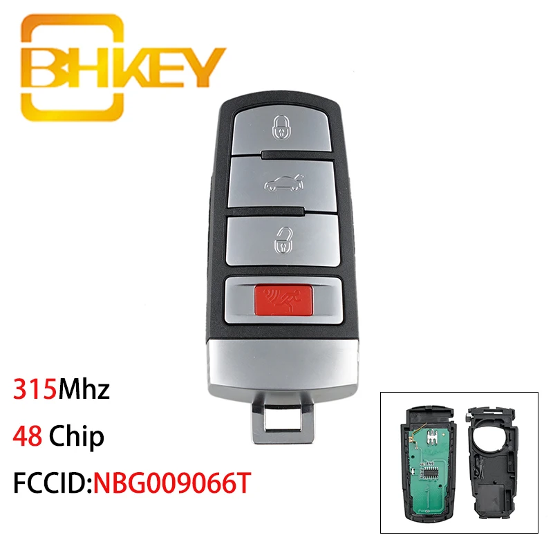 BHKEY NBG009066T для Volkswagen ключ 4 кнопки дистанционный 315 МГц VW Passat 2006 2013 CC 2007 2014 48 чип
