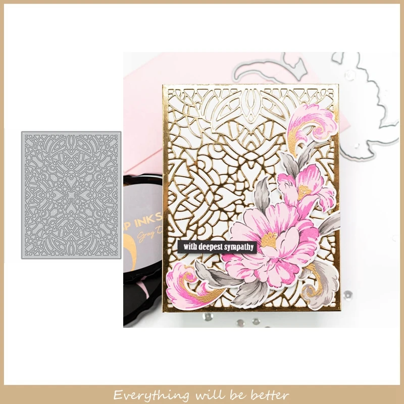 

Lace Flower Pattern Square Rectangle Frame Metal Cutting Dies Hot Stencils Make Cards Photos New Frame Die Cut Scrapbook Crafts