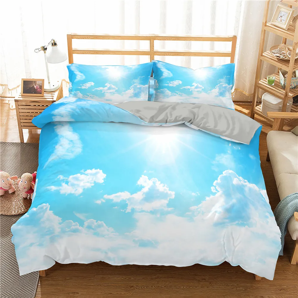 

2021 Cloud Bedding Set Queen King Size Duvet Cover Bed Linen Set Rainbow Comforter Bedding Sets Home Textiles Bedspreads