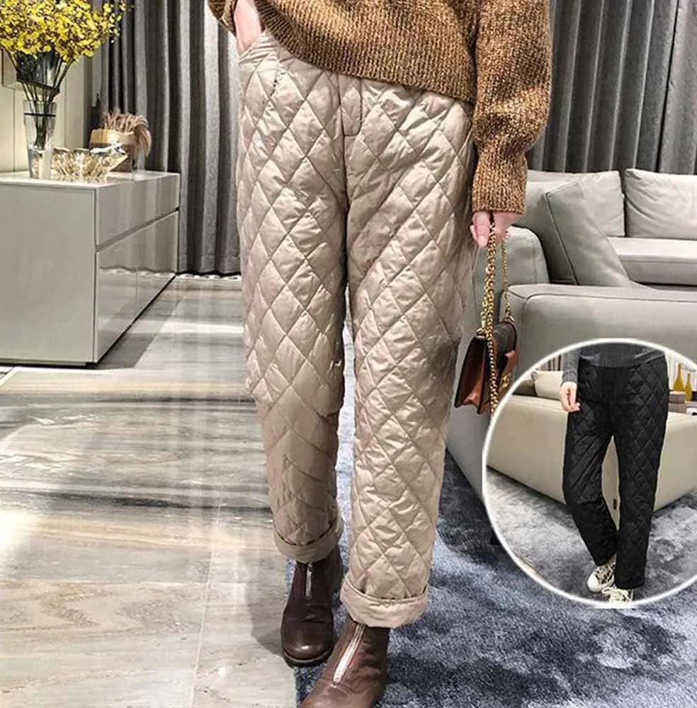 

Down Cotton Pants Women Trousers High Waisted Warm High Waist Women Pants Winter Trousers Female