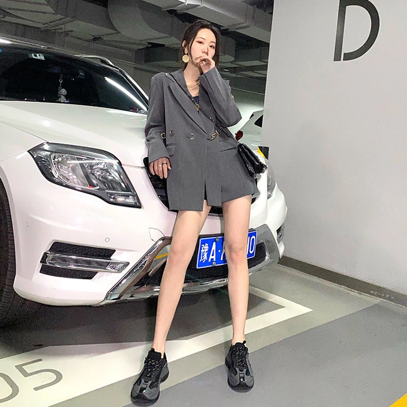 Новинка 2020 корейский дизайн однотонный Блейзер женский костюм новинка