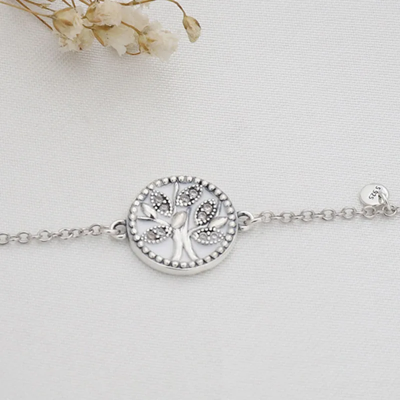 

Original 925 Sterling Silver Pan Bracelet Innovative Enamel Life Tree Bracelet Fit European Charm Bracelets Women Jewelry