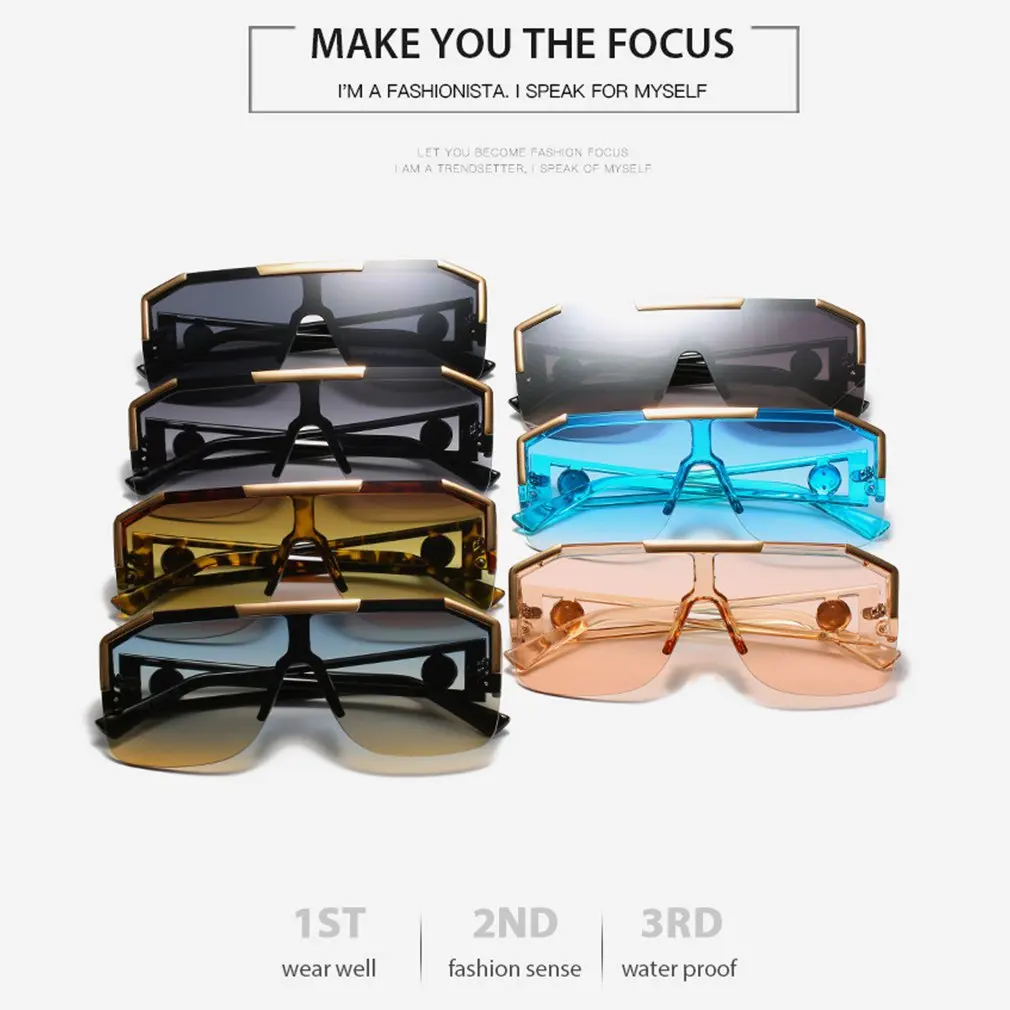

2021 New Fashion Big Square Sunglasses Men Style Gradient Trendy Luxury Retro Brand Design Sun Glasses Big Frame Metal Vintage
