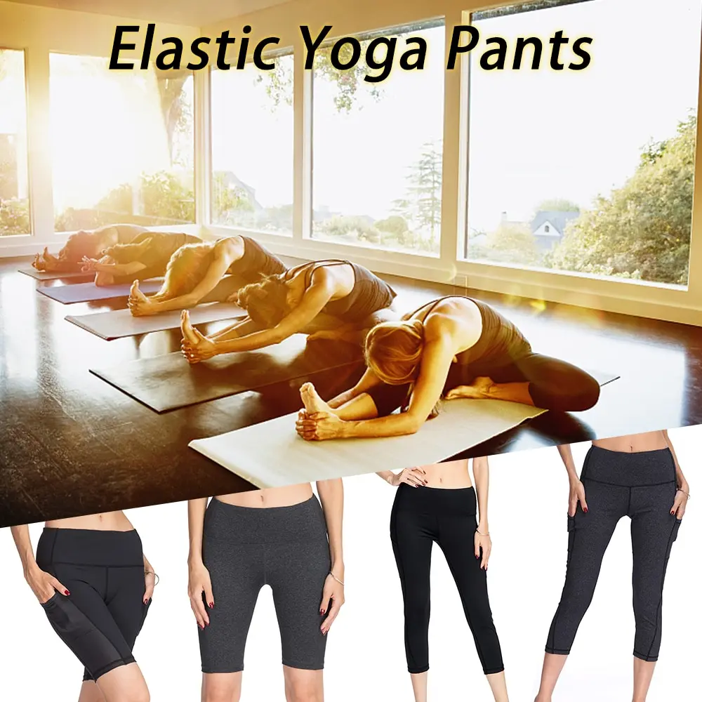 

New Women Tight Sports Yoga Pants Yoga Shorts Women High Waist Yoga Pants Tummy Control Workout Pants With 3 Pockets