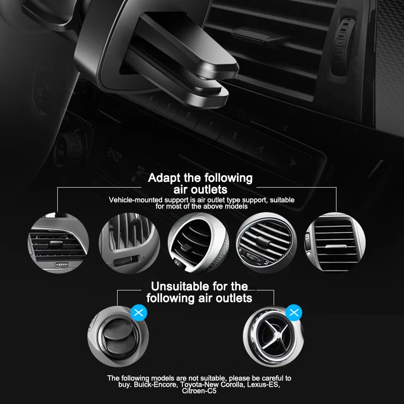 AOZBZ 360 Degree Rotating Car Navigation Bracket Automatic Lock Air Outlet Phone Wireless Charger Gravity | Автомобили и