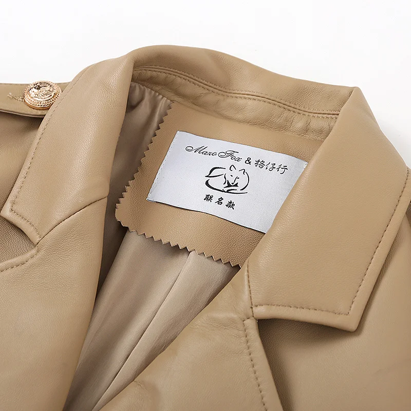 Скидка Новинка 2021, стильная кожаная одежда Co, женское короткое тонкое маленькое пальто из овчины