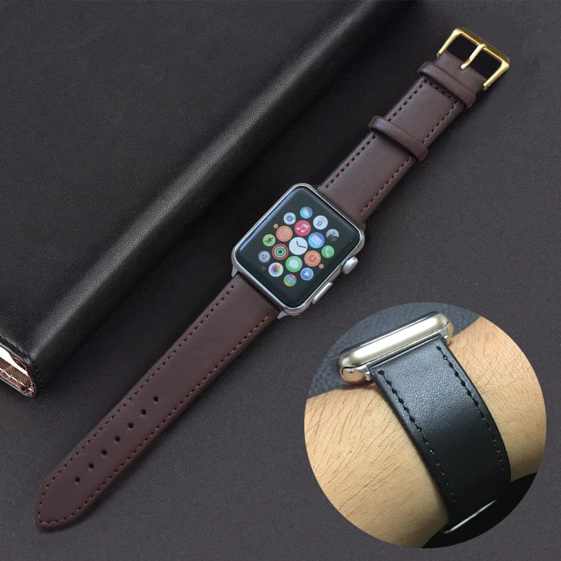 Репутация первый для Apple Watch кожаный ремешок серии 1 2 3 4 5 iWatch 42 мм 38 40 44 мм|Ремешки