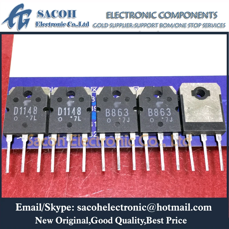 

New Original 10Pairs(20PCS)/Lot 2SD1148 D1148 + 2SB863 B863 TO-3P 10A 140V Silicon NPN + PNP Power Transistor