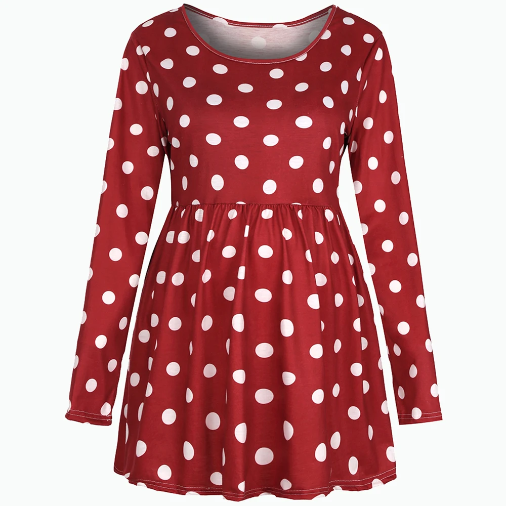 Женская футболка 2020 модный топ в горошек для беременных с длинным рукавом и