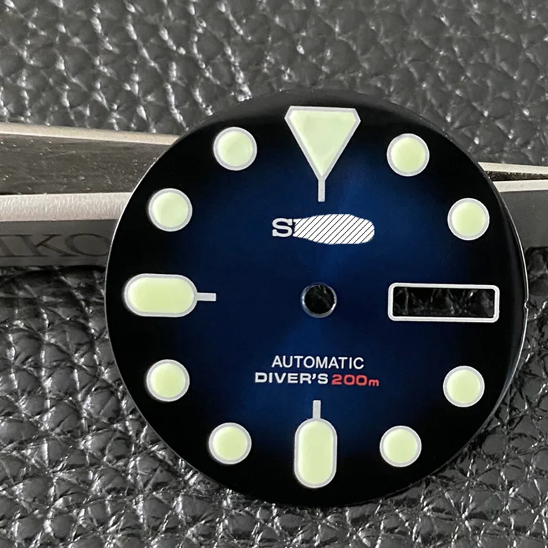 Мод 28 5 мм SKX007 черный циферблат BlueWatch светящиеся знаки подходит для японского