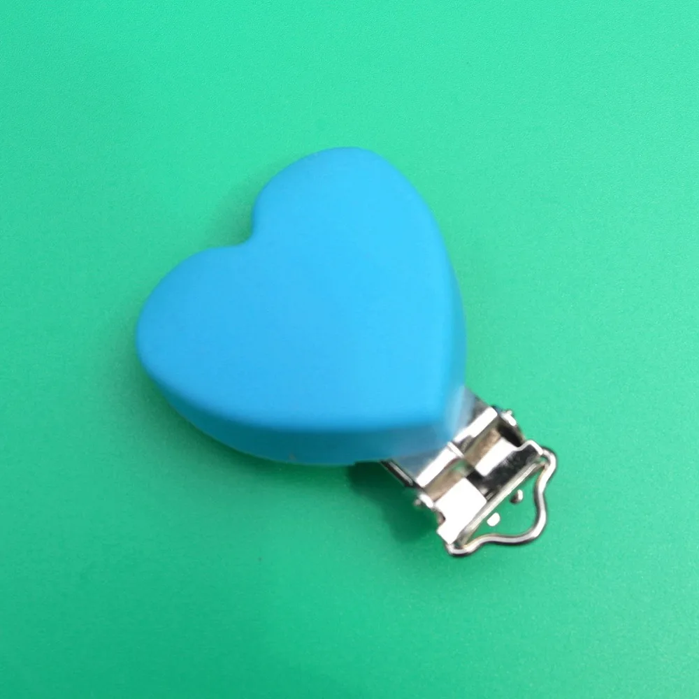 Blue 1 шт. силиконовый успокоитель в форме сердечка зажимы DIY детское кольцо для соски Прорезыватель пустышка для младенца ювелирные изделия игрушка Аксессуар Держатель Зажимы для прорезывателей - Цвет: Blue