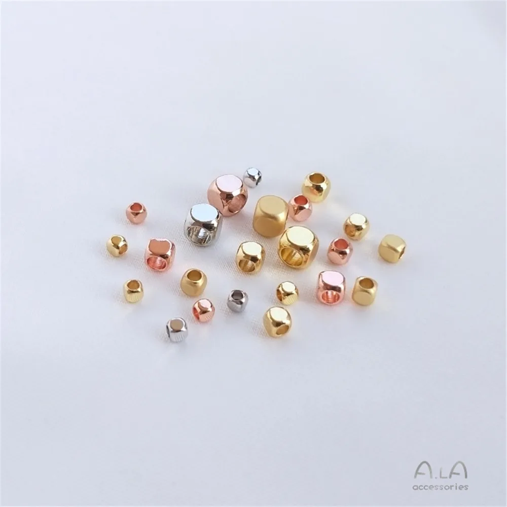 

18K gold platinum dumb gold small square beads scattered beads Square Beads DIY Pearl crystal jade bead separation accessories