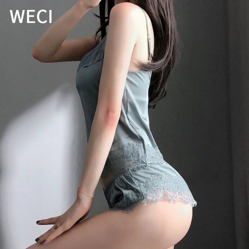 Пикантная женская пижама WECI шелковая домашняя с шортами и штанами комплекты для